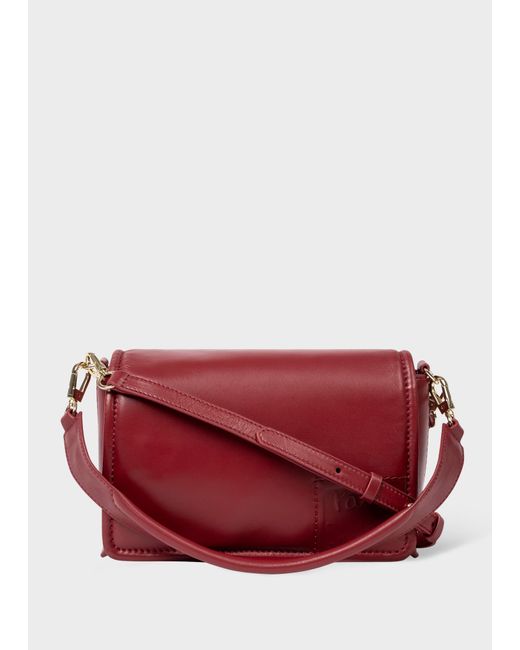 Paul Smith Maroon Padded Leather Shoulder Bag Red