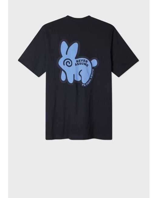 Paul Smith Blue 'Never Assume Bunny' Print T-Shirt for men