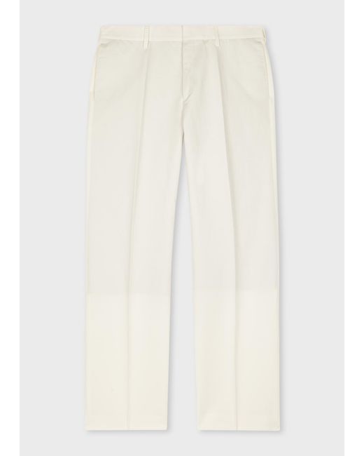 Paul Smith White Cotton-Linen Twill Trousers for men