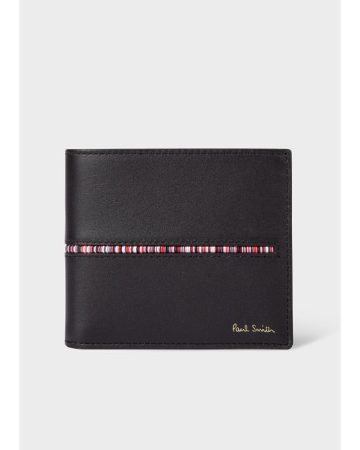 Paul Smith & Manchester United - Black Leather Stripe Billfold Wallet