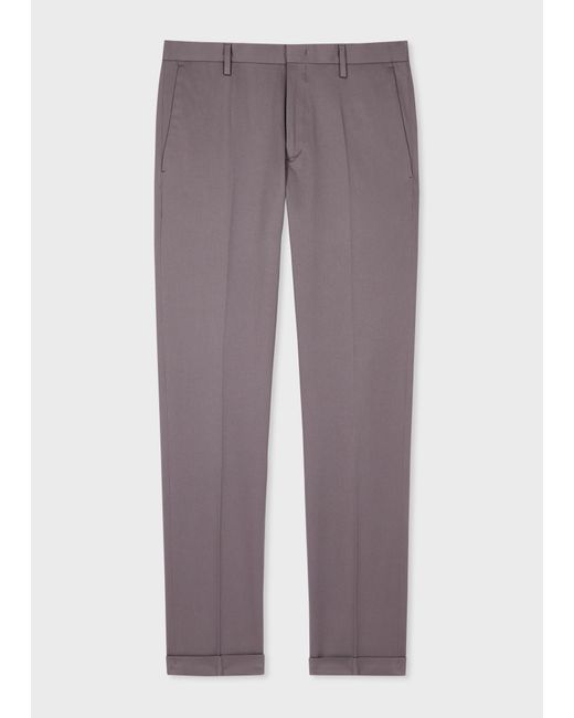 Paul Smith Purple Slim-fit Ash Grey Cotton-stretch Chinos for men