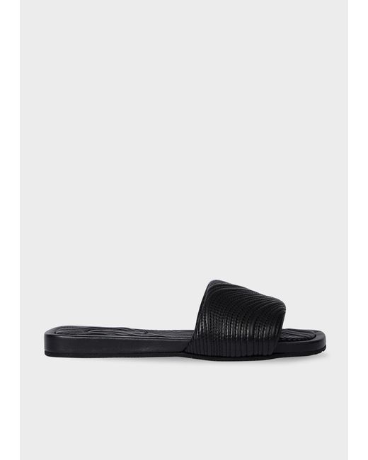 Paul Smith White Leather 'Laurel' 'Swirl' Stitch Sliders