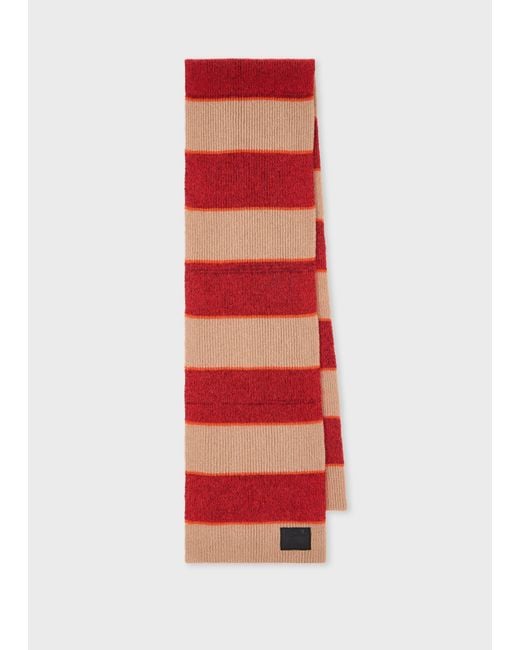 Paul Smith Red Mohair Block Stripe Scarf
