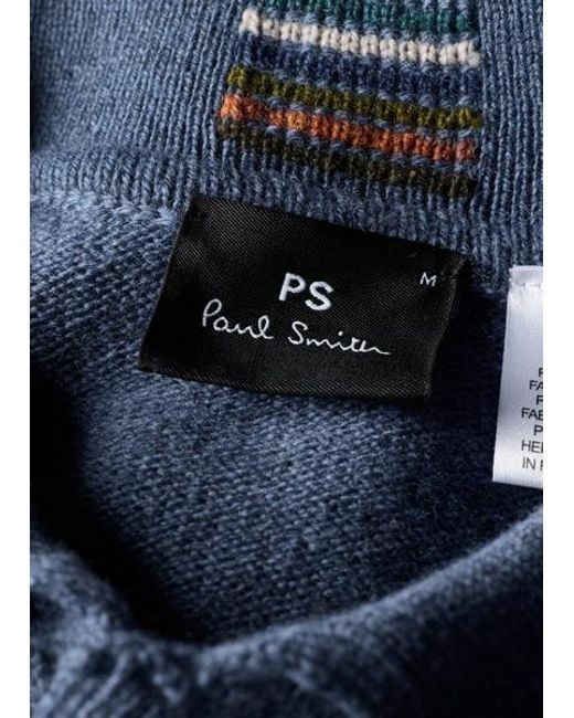 Paul Smith Blue Merino Wool Long-Sleeve Polo Shirt for men