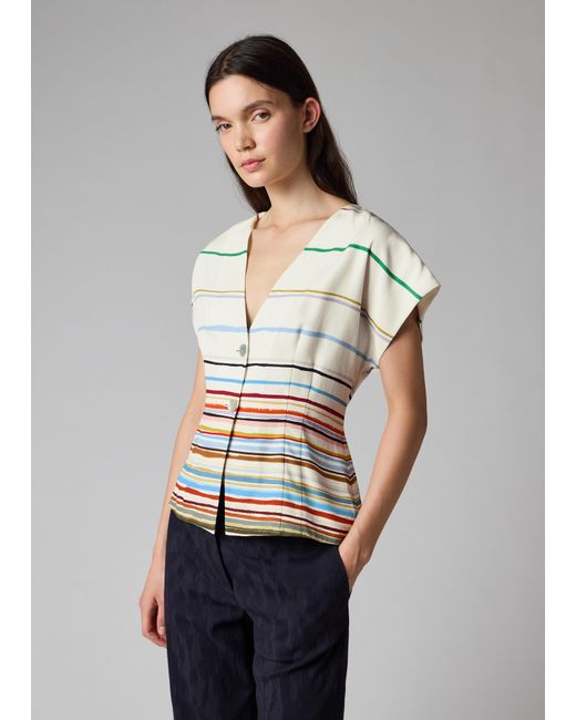 Paul Smith White 'Painted Signature Stripe' Short Sleeve Top