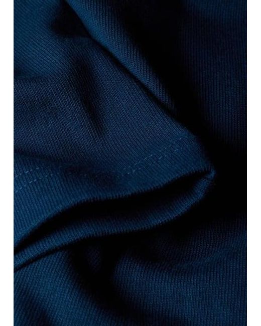 Paul Smith Blue Embroidered Logo Contrast-Collar T-Shirt for men