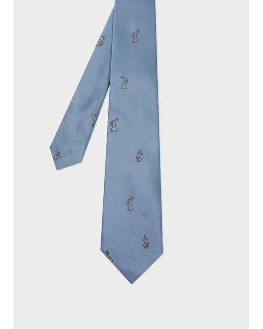 Paul Smith Blue Pale Silk 'Rabbit' Tie for men