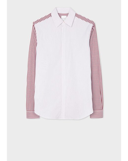Paul Smith White Tailored-fit Red Split-scale Stripe Shirt for men