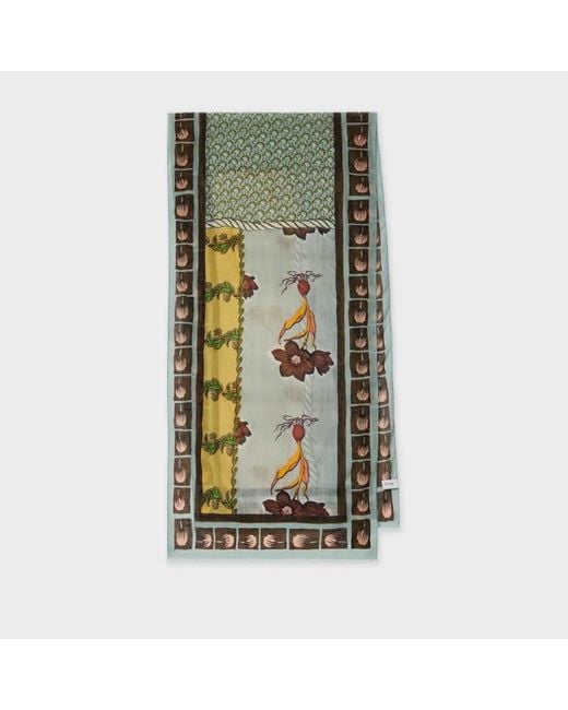Paul Smith Green Wool 'Textile' Scarf for men