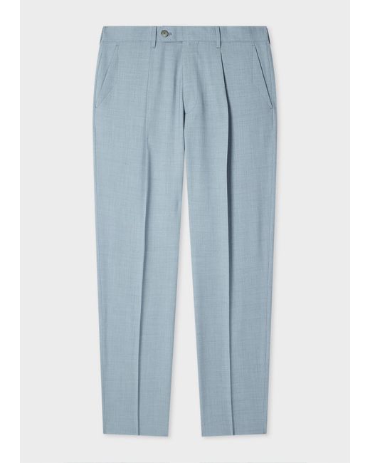 Paul Smith Blue Tapered-Fit Light Overdyed Marl Wool Trousers for men