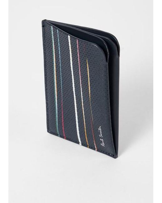 Paul Smith Blue 'Signature Pinstripe' Double Card Holder for men