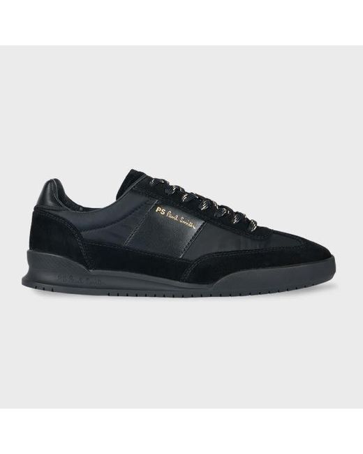 Paul Smith Black 'Dover' Leather Panel Trainers for men