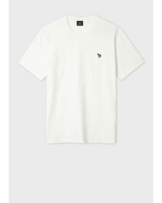 Paul Smith White Ecru Organic Cotton Zebra Logo T-Shirt for men