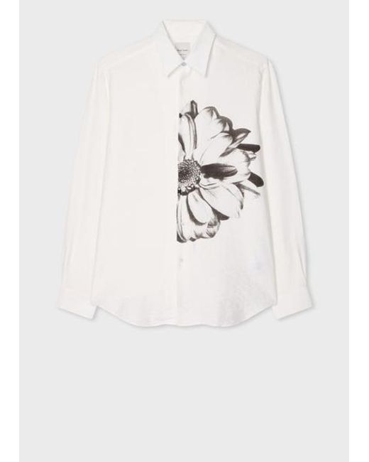 Paul Smith Gray Viscose-Blend 'Placement Daisy' Shirt for men