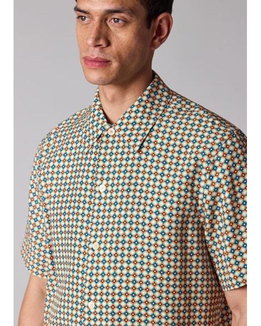 Paul Smith Gray 'Geo Tile' Print Lyocell-Cotton Shirt for men