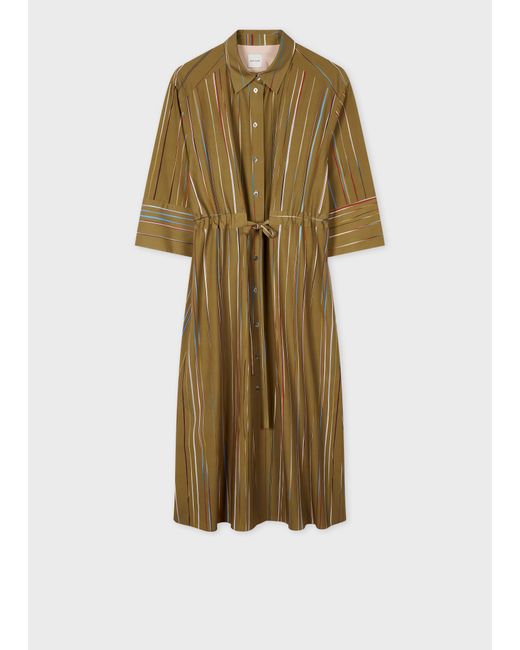 Paul Smith Green 'Signature Stripe' Pinstripe Shirt Dress