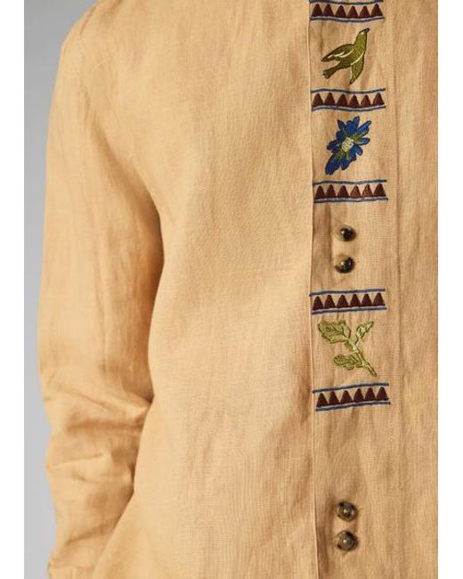 Paul Smith Orange Linen Embroidered Shirt for men