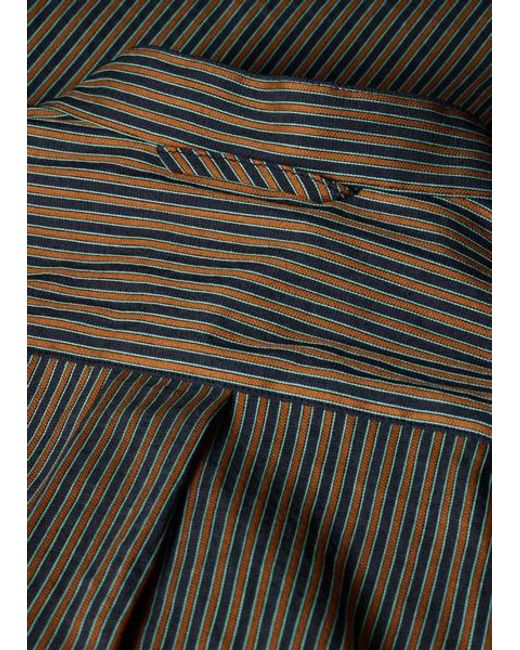 Paul Smith Brown And Stripe Grandad-Collar Shirt for men