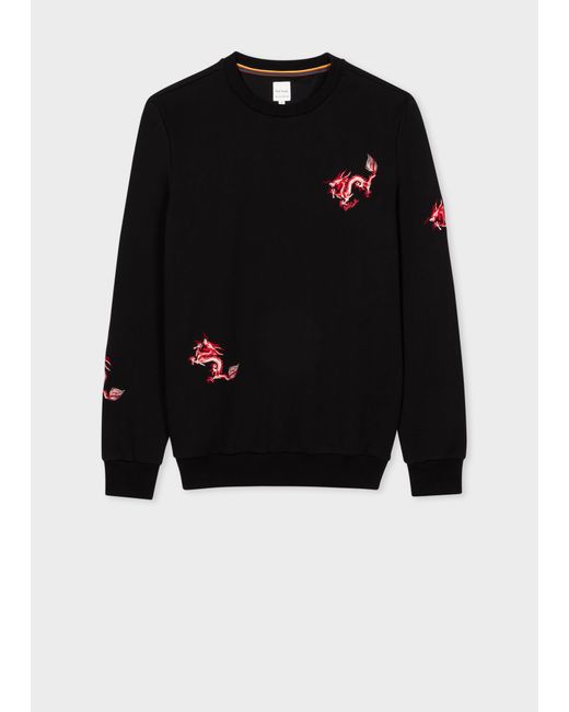 Paul Smith Black Mens Sweatshirt With All Over Embroidery for men