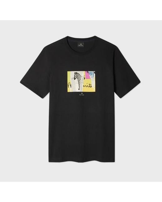 Paul Smith Black Organic-Cotton 'Patch Zebra' T-Shirt for men