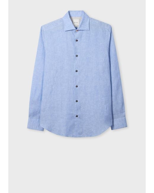 Paul Smith Blue Slim-Fit Light Linen Shirt for men