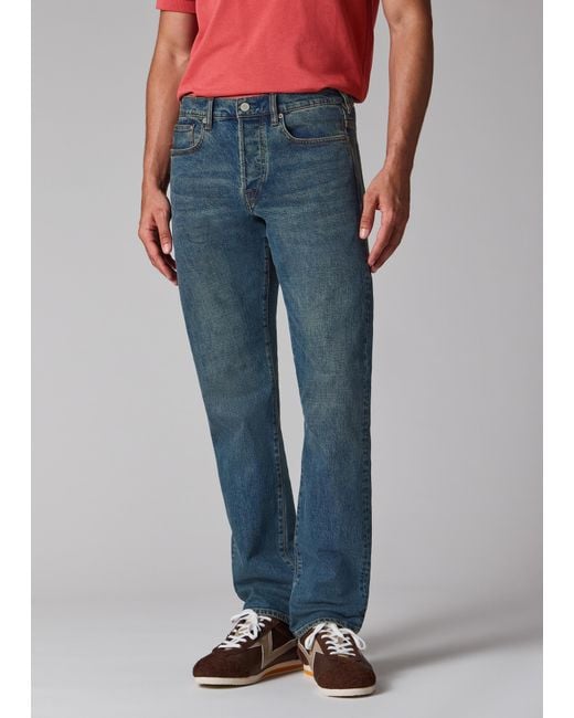 Paul Smith Blue Standard-Fit 11.8Oz 'Crosshatch Stretch' -Rinse Jeans for men