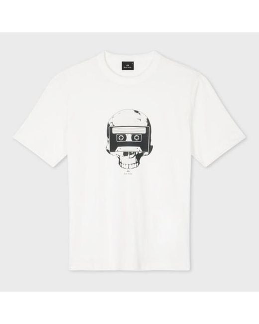 Paul Smith White 'Skull Tape' Print T-Shirt for men