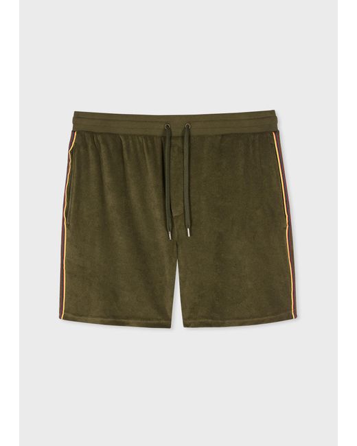 Paul Smith Khaki Towelling Lounge Shorts Green for men