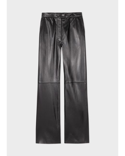 Paul Smith Gray Bootcut Leather Trousers Black