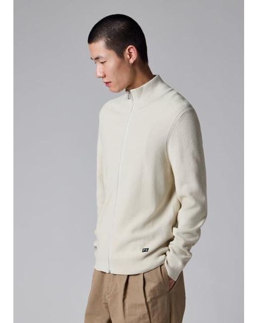 Paul Smith Gray Cream Textured-Cotton Zip Cardigan for men