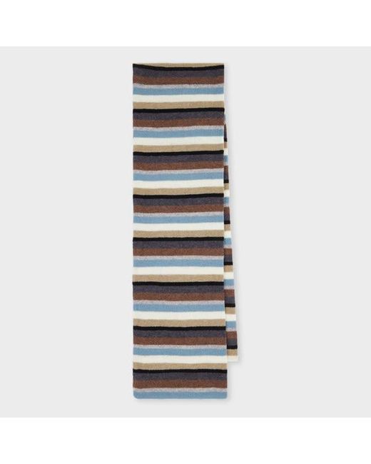 Paul Smith Gray Colour Block Stripe Lambswool Scarf for men
