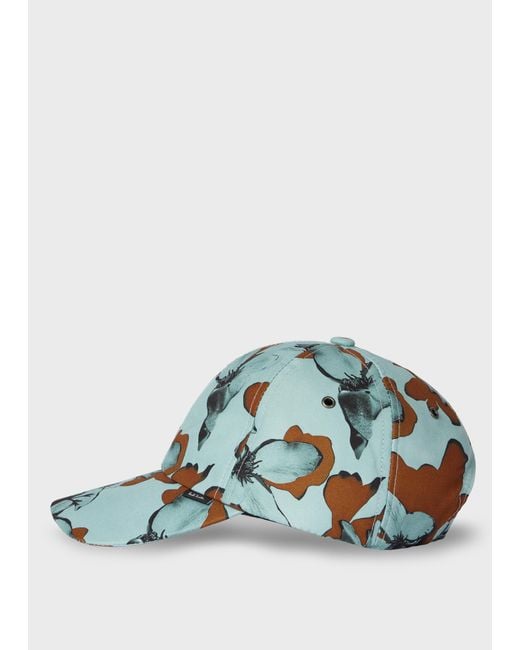 Paul Smith Blue Light 'Floral' Print Cap for men