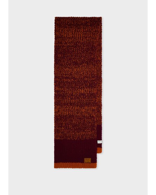 Paul Smith Red Twisted Yarn Block Stripe Scarf for men