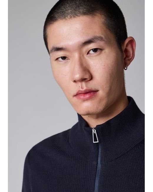 Paul Smith Blue Textured-Cotton Zip Cardigan for men