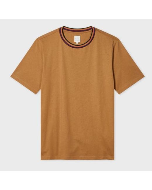 Paul Smith Brown 'Artist Stripe' Collar T-Shirt for men