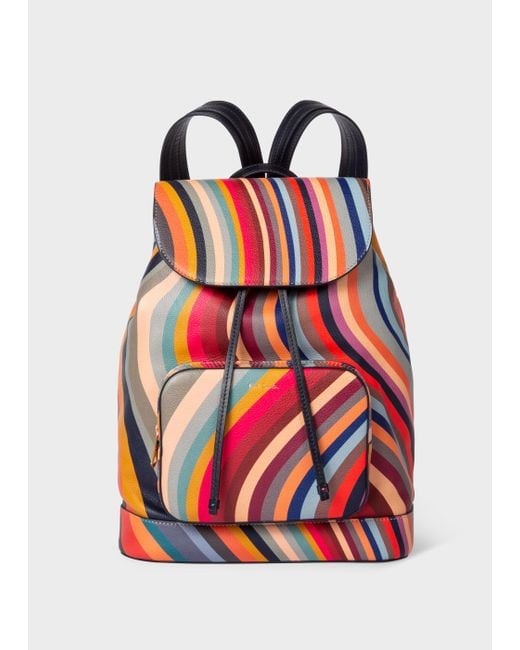 Paul Smith Red Swirl Leather Backpack