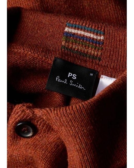 Paul Smith Red Merino Wool Long-Sleeve Polo Shirt for men