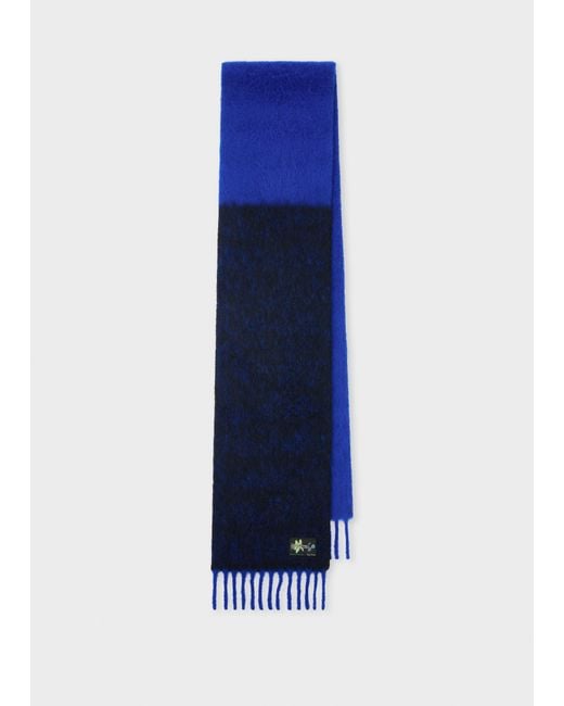 Paul Smith Blue Colour-Block Wool-Blend Scarf for men
