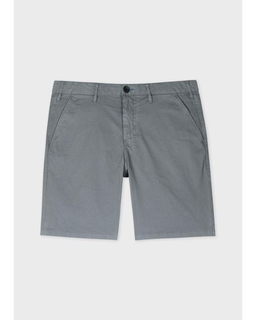 Paul Smith Gray Cotton-Twill 'Broad Stripe Zebra' Shorts for men