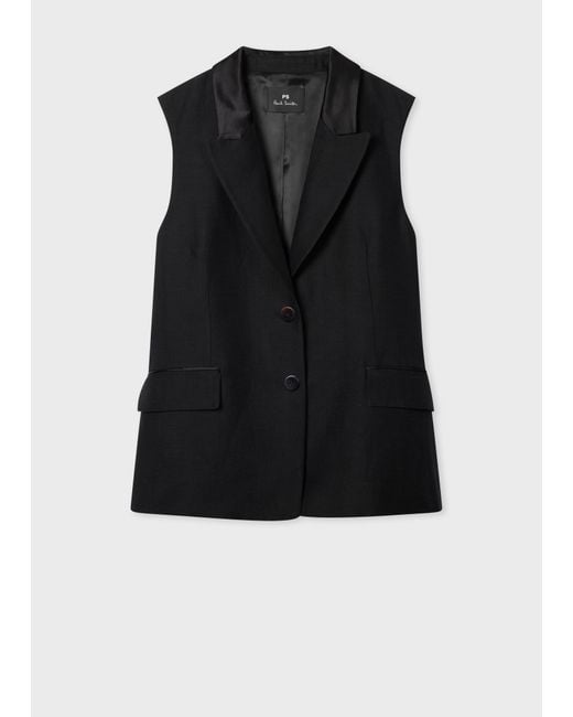 Paul Smith Black Linen-Blend Waistcoat