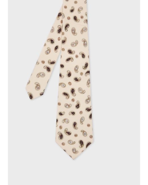 Paul Smith Natural Ecru Paisley Tie for men