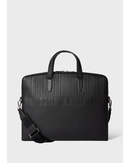 Paul Smith Black Leather 'Shadow Stripe' Folio for men