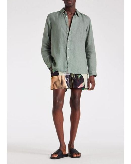 Paul Smith White 'Life Drawing' Print Swim Shorts for men