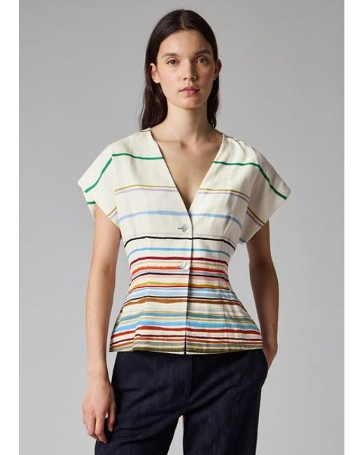 Paul Smith White 'Painted Signature Stripe' Short Sleeve Top