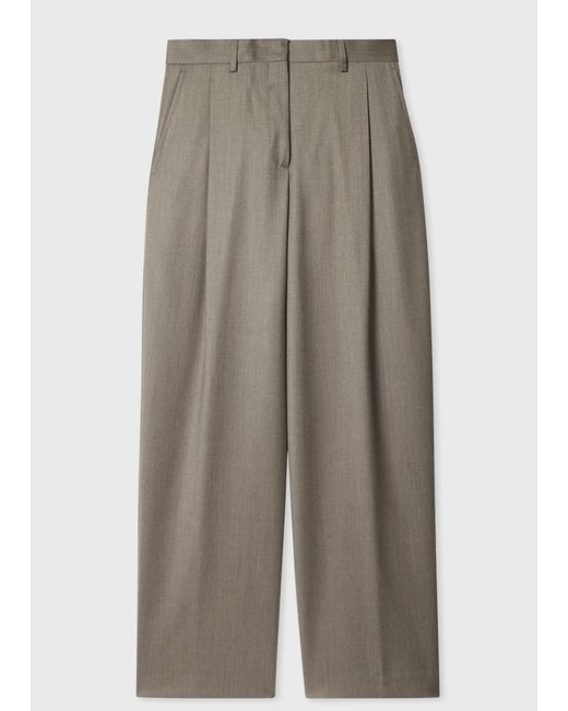 Paul Smith Gray Flannel Wide-Leg Trousers