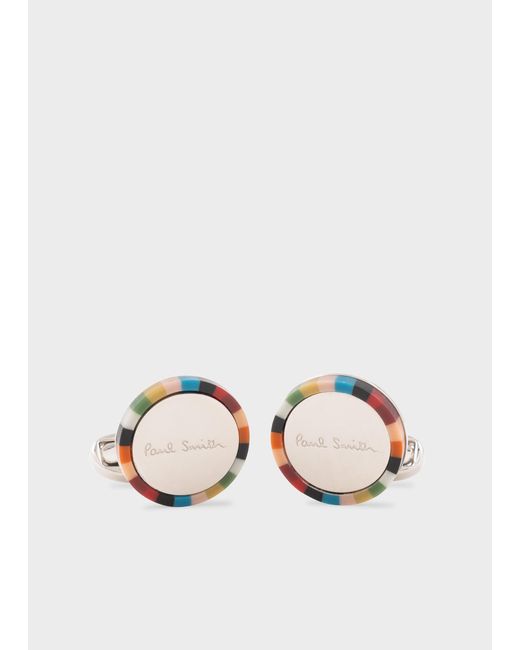 Paul Smith Metallic Circle 'Signature Stripe' Cufflinks for men