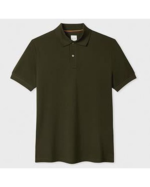 Paul Smith Green Khaki 'Artist Stripe' Placket Polo Shirt for men