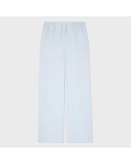 Paul Smith Blue Pale Linen Wide Leg Drawstring Trousers