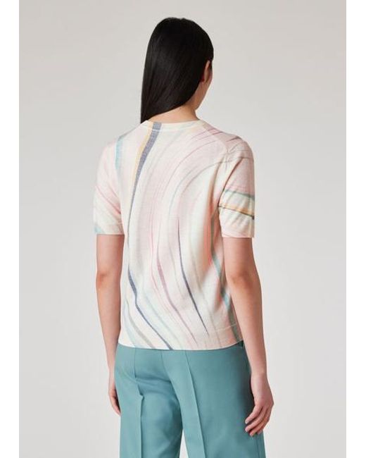 Paul Smith White Short Sleeve Wool Knitted Top