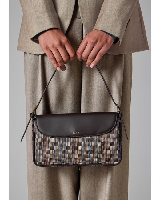 Paul Smith White 'Signature Stripe' Top Handle Shoulder Bag